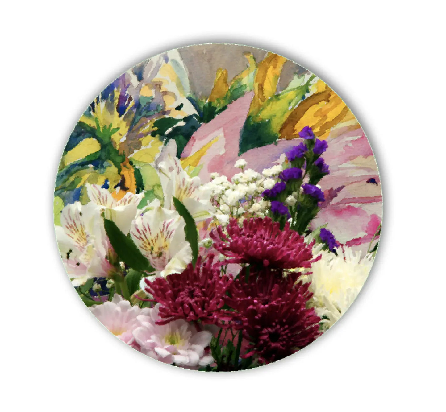 Bursting Bouquet Round Glass Cutting Board - Image #1