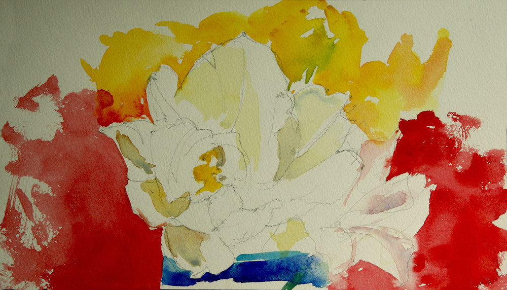 White Floral with Red and Yellow