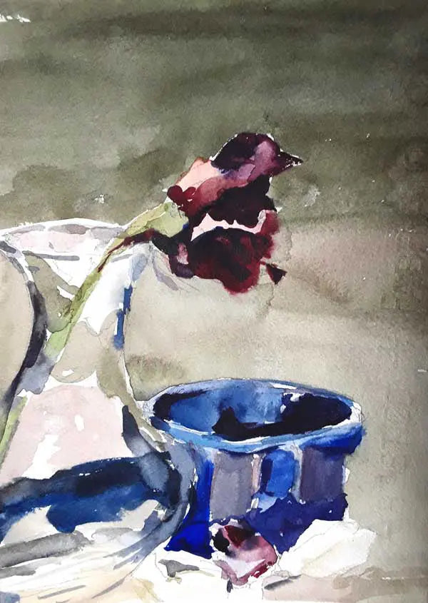 Rose and Blue Bowl