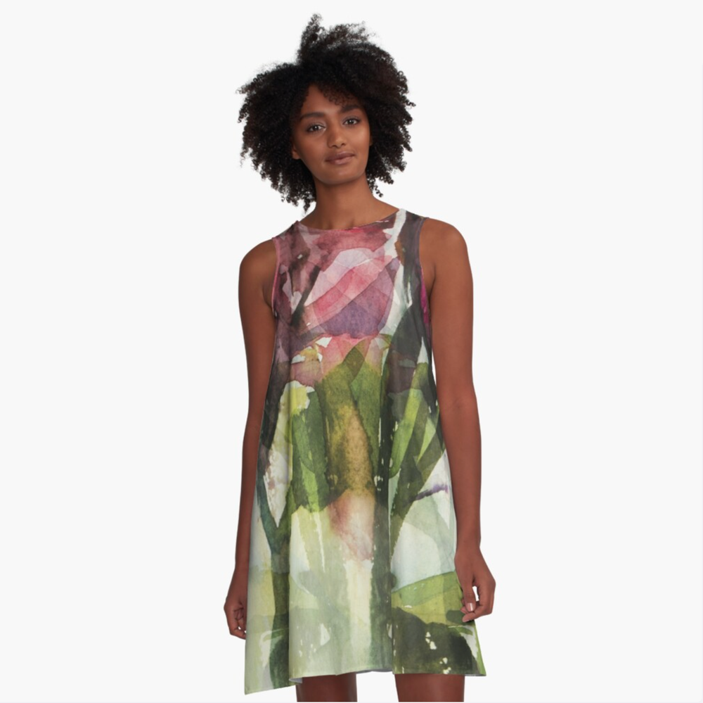 Floral Silhouette A-Line Dress - Image #1