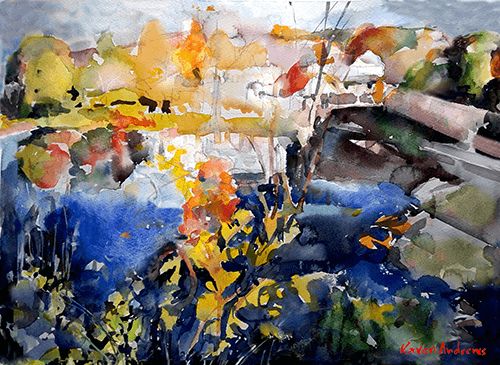 Autumn Pond Watercolor Print