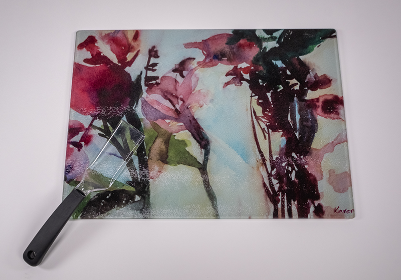 Floral Silhouette - Glass Cutting Board