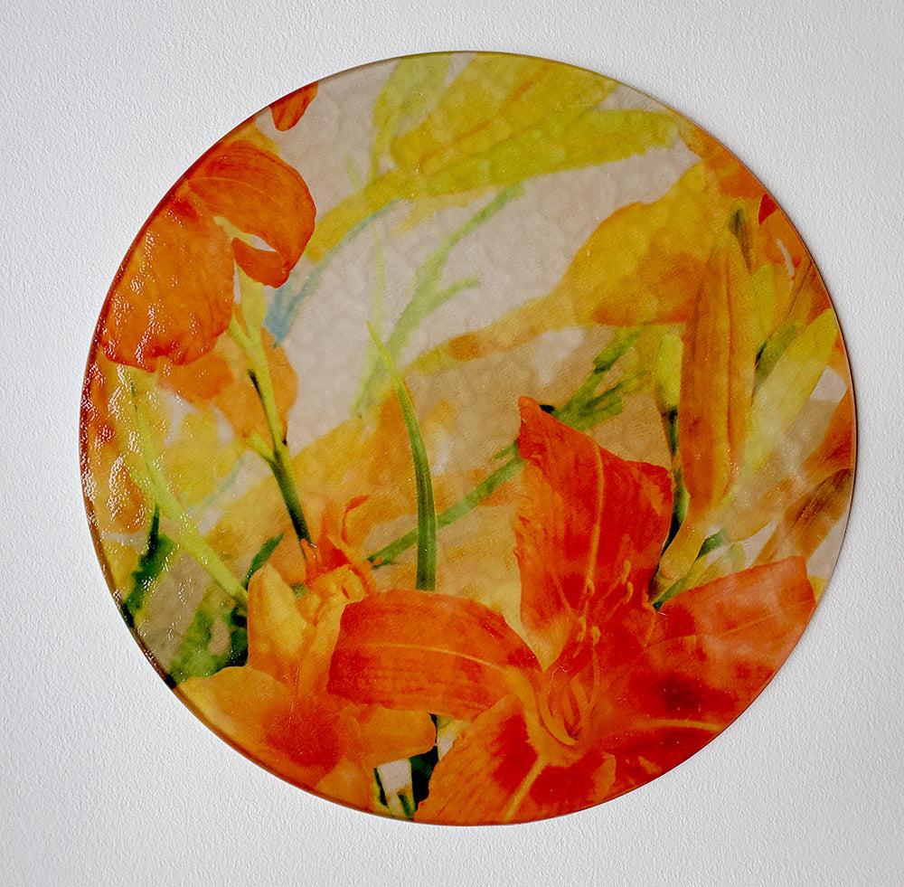 Lilies  Round Glass Cutting Board - Image #1
